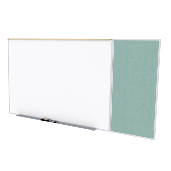 Combo Whiteboard/Bulletin, Mag Por/Vnyl, Styl C, 4 ft H x 10 ft W, Stone